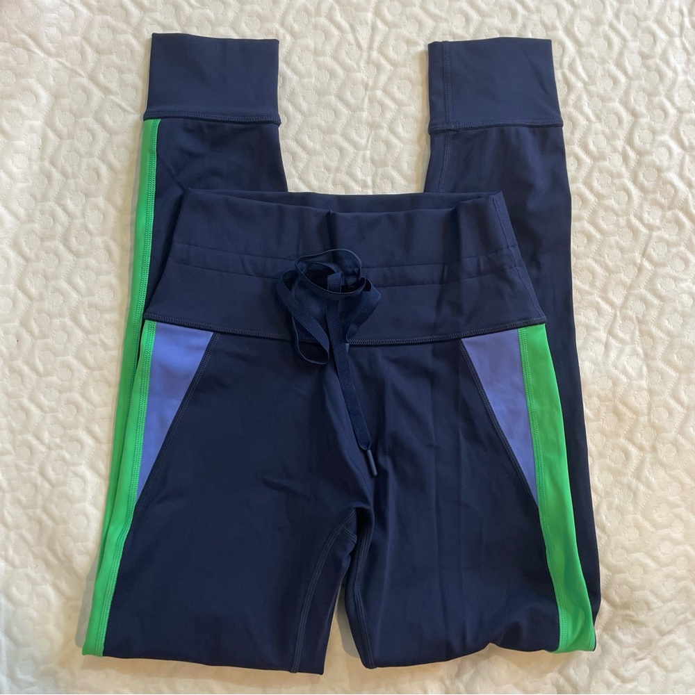 Aerie Navy Leggings with Green and Blue Accents